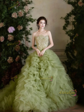 Shop 2025 ANNAKOO Beading Sweetheart Tulle Green A Line Layers Prom Dress Under 299