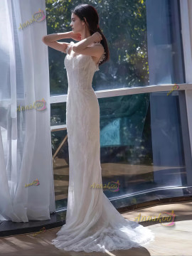 Shop 2025 ANNAKOO Lace Straps Trumpet Mermaid Sleeveless Wedding Dress Under 234