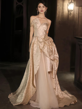 Shop 2025 ANNAKOO Champange Tulle Sweetheart Satin Print A Line Prom Dress Under 189