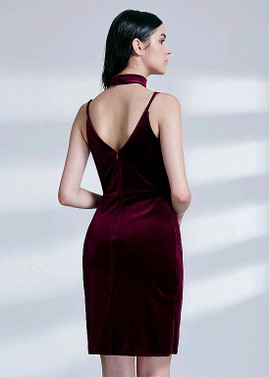 In Stock Fleece Spaghetti Straps Hi-lo Sheath/Column Cocktail Dress