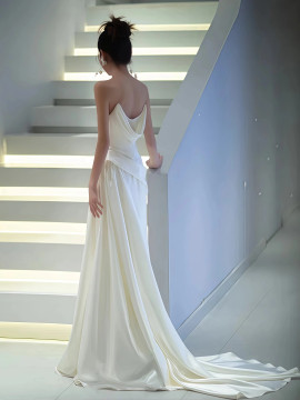 Shop 2025 ANNAKOO Ruched A Line Strapless Satin Wedding Dress Under 198