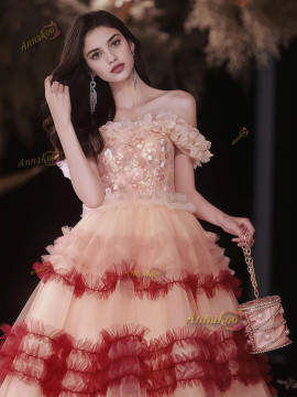 Shop 2025 ANNAKOO Off The Shoulder Tulle Layers Flower Prom Dress Under 269