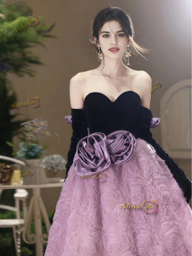 Shop 2025 ANNAKOO Black Sweetheart Rose Purple A Line Prom Dress Under 189