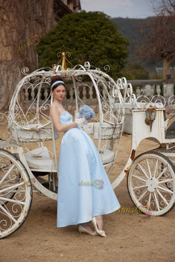 Shop 2025 ANNAKOO Blue Lace Up Satin A Line Sweetheart Prom Dress Under 129