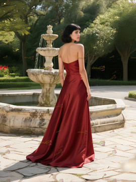 Shop 2025 ANNAKOO Burgundy Satin A Line Sweetheart Prom Dress Under 149