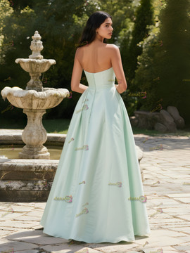 Shop 2025 ANNAKOO Mint Green Ruched A Line Satin Prom Dress Under 159