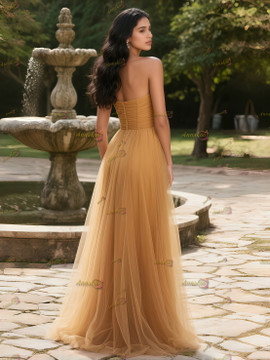 Shop 2025 ANNAKOO Tulle One Shoulder Champagne Flower Prom Dress Under 189