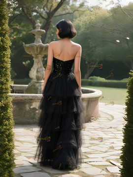 Shop 2025 Annakoo One Shoulder Sequin Black A Line Ruffles Prom Dress Under 178