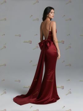 Shop 2025 ANNAKOO Burgundy Spaghetti Straps Beading Trumpet Mermaid Prom Dress With Slit Under 178