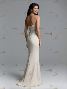 Shop 2025 ANNAKOO Beige Sweetheart Sheath Column Lace Prom Dress With Slit Under 158