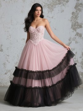 Shop 2025 ANNAKOO Pink Sweetheart Lace Ruffles A Line Prom Dress Under 298