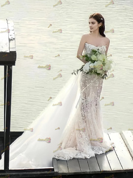 Shop 2025 ANNAKOO Lace Sweetheart Flower Trumpet Mermaid Wedding Dress Under 298