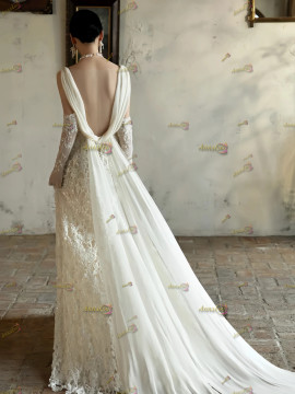 Shop 2025 Annakoo Lace V Neck Trumpet Mermaid Sexy Wedding Dress With Gloves Under 198