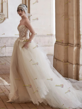 Shop 2025 ANNAKOO Sweetheart Lace Appliques Tulle A Line Wedding Dress Under 198