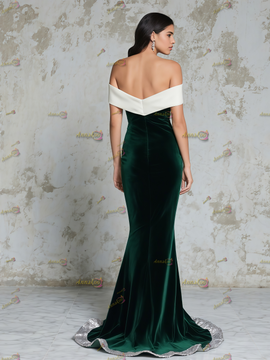 Shop 2025 ANNAKOO Velvet Trumpt Mermaid Bow Off The Shoulder Prom Dress Under 149