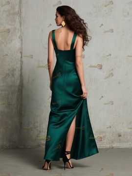Shop 2025 ANNAKOO Green Satin Straps Trumpet Mermaid Prom Dress Under 129