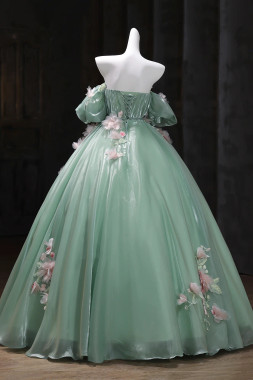 Shop 2025 ANNAKOO Green Ball Gown Off The Shoulder Tulle Long Prom Dress Under 168