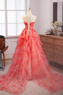 Shop 2025 ANNAKOO Red Flower Tulle Ruffles A Line Prom Dress Under 179