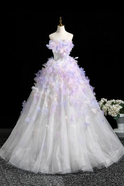 Shop 2025 ANNAKOO Lavender Tulle Flower A Line Sweetheart Prom Dress 