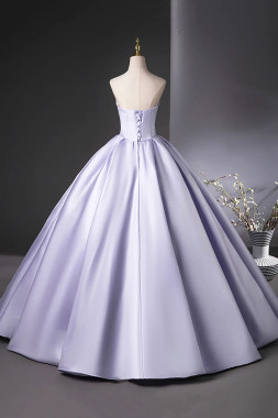 Shop 2025 ANNAKOO Lilac Strapless Ruched Satin Floor Length A-Line Prom Dress Under 149
