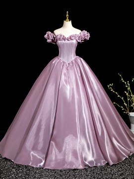 Shop 2025 ANNAKOO Off The Shoulder Pink Satin Corset Prom Dress Under 159