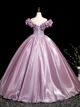 Shop 2025 ANNAKOO Off The Shoulder Pink Satin Corset Prom Dress Under 159