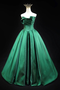 Shop 2025 ANNAKOO Green Ruched Sequin A Line Satin Prom Dress Under 159