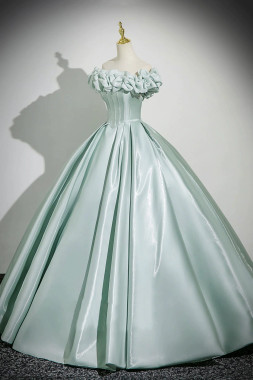 Shop 2025 ANNAKOO Corset Off The Shoulder Satin Green Ruffles Prom Dress under 169