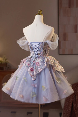 Shop 2025 ANNAKOO Light Purple Tulle Floral Short Homecoming Dress Under 155