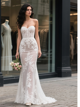 Shop 2025 ANNAKOO Sweetheart Trumpet Mermaid Lace Sweetheart Wedding Dress Under 189