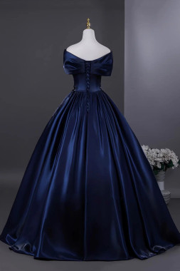 Shop 2025 Annakoo Navy Satin Beading A Line Off The Shoulder Prom Dress Under 189