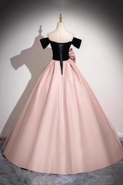 Shop 2025 ANNAKOO Black Velvet Beading Pink Satin Bow Prom Dress Under 159