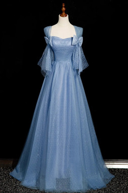 Shop 2025 ANNAKOO Blue Sweetheart Bow A Line Tulle Prom Dress Under 139