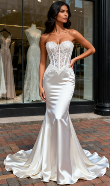 Shop 2025 ANNAKOO Sweetheart Trumpet Mermaid Lace See Through Wedding Dress Under 249