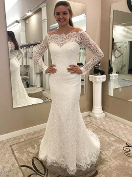 Long Sleeves Mermaid Off-the-Shoulder Lace Wedding Dress 