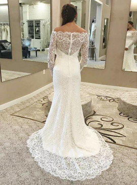 Long Sleeves Mermaid Off-the-Shoulder Lace Wedding Dress 