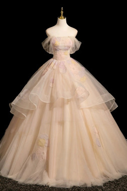 Shop 2025 ANNAKOO Pink Off The Shoulder Beading Tulle A Line Prom Dress Under 168