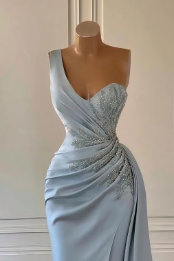 Shop 2025 ANNAKOO Light Blue One Shoulder Trumpet Mermaid Beading Prom Dress Under 189