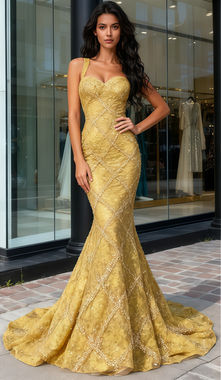 Shop 2025 ANNAKOO Gold Straps Trumpet Mermaid Beading Tulle Prom Dress Under 269