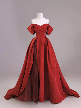 Shop 2025 ANNAKOO Dark Red Satin Tulle Off The Shoulder A Line Prom Dress Under 189