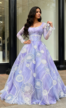 Shop 2025 ANNAKOO Purple Boat Neck Long Sleeve V Neck Beading Prom Dress Under 269