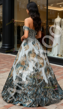 Shop 2025 ANNAKOO Off The Shoulder Beading Ball Gown Tulle Prom Dress Under 279