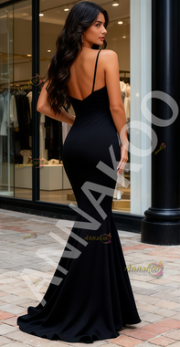 Shop 2025 ANNAKOO Black V Neck Spandex Trumpet Mermaid Prom Dress Under 149