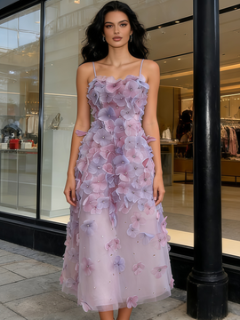 Shop 2026 ANNAKOO Purple Spaghetti Straps Sheath Column Flower Prom Dress Under 169