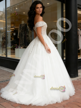 Shop 2026 ANNAKOO Off The Shoulder Ball Gown Tulle Sequin Wedding Dress Under 369