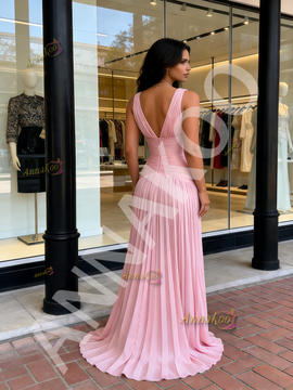 Shop 2026 ANNAKOO Burgundy V Neck Chiffon Pleats A Line Prom Dress Under 179