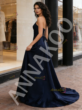 Shop 2026 ANNAKOO Red Halter Corset A Line Satin Prom Dress Under 168