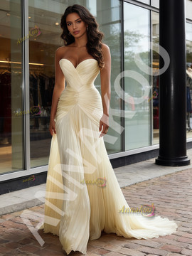 Shop 2026 ANNAKOO Sweetheart Ruched Tulle Sheath Column Prom Dress Under 178