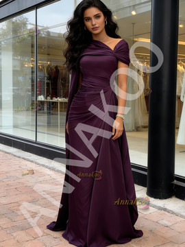 Shop 2026 ANNAKOO Purple Shawl Strapless Satin A Line Prom Dress Under 168
