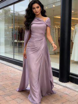 Shop 2026 ANNAKOO Purple Shawl Strapless Satin A Line Prom Dress Under 168